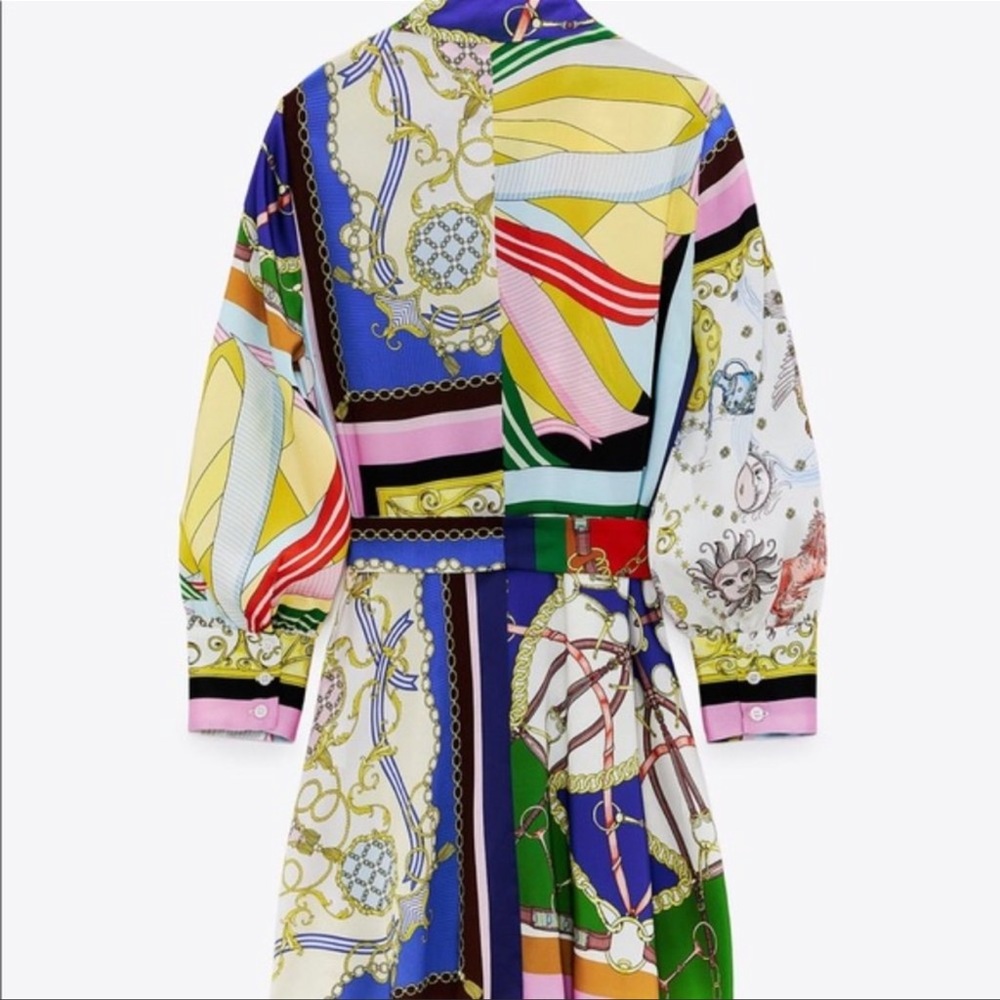 Zara Baroque and Chain Belted Shirt Dress Size Small - Picture 10 of 12